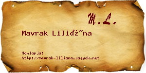Mavrak Liliána névjegykártya